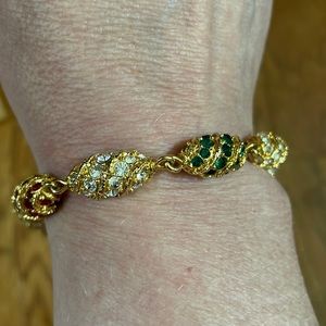 Jackie Kennedy Gold Ovals with Stones Bracelet